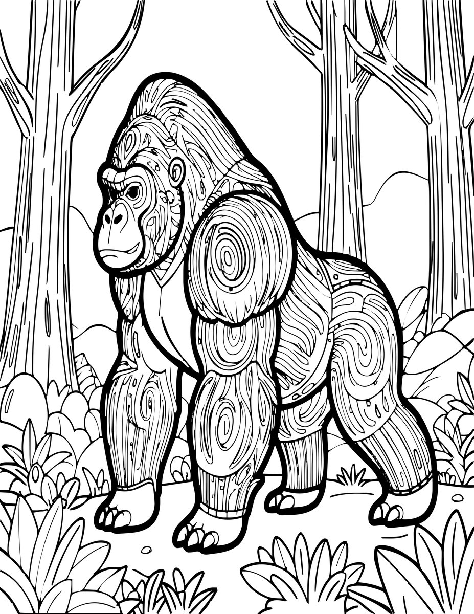 Gorilla Knuckle Walk - free printable coloring page
