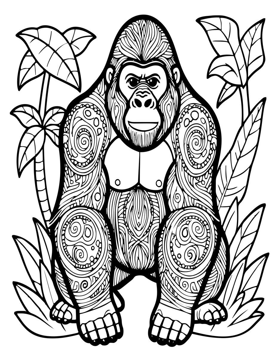 Gorilla Habitat - free printable coloring page