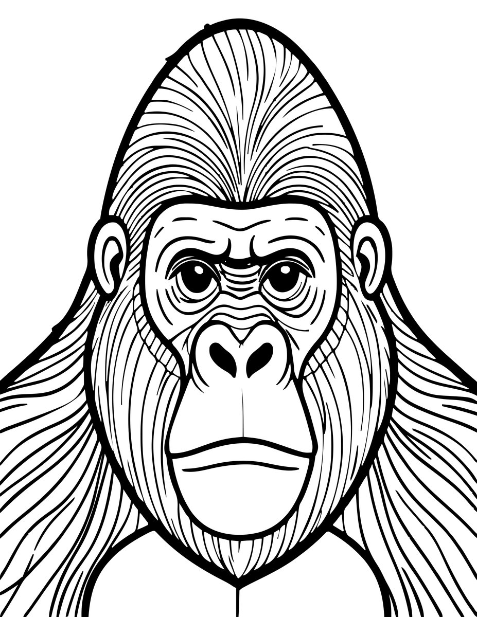 Gorilla Portrait - free printable coloring page