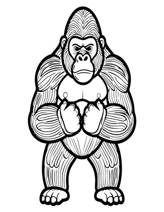 Gorilla Chest Beat - Free printable coloring page