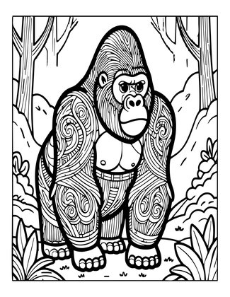Gorilla in Fog - Free printable coloring page