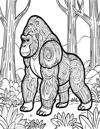 Gorilla Knuckle Walk - Free printable coloring page
