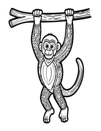 Spider Monkey - Free printable coloring page