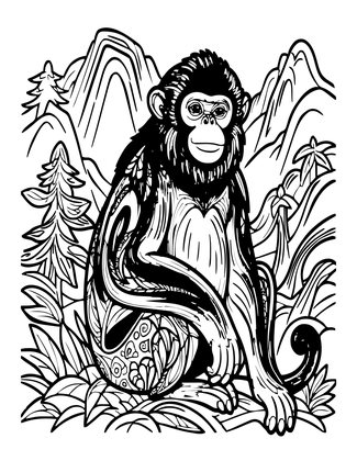 Golden Snub-Nosed Monkey - Free printable coloring page