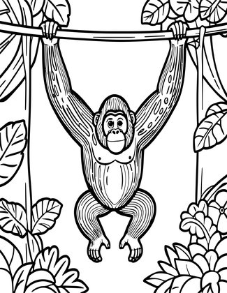 Orangutan in Tree - Free printable coloring page