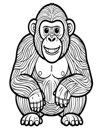 Chimpanzee Laughing - Free printable coloring page
