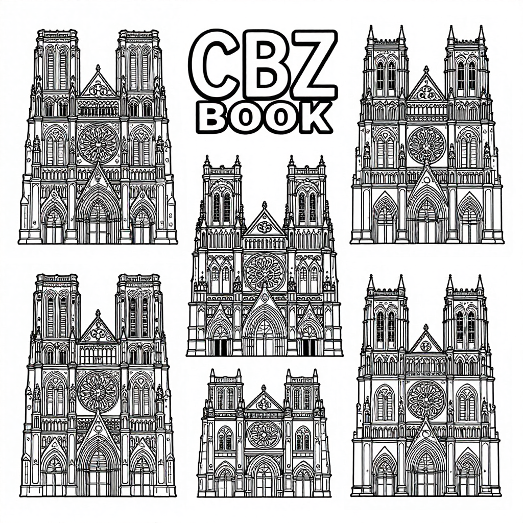 Gothic Cathedrals coloring pages collection - 17 free printable pages