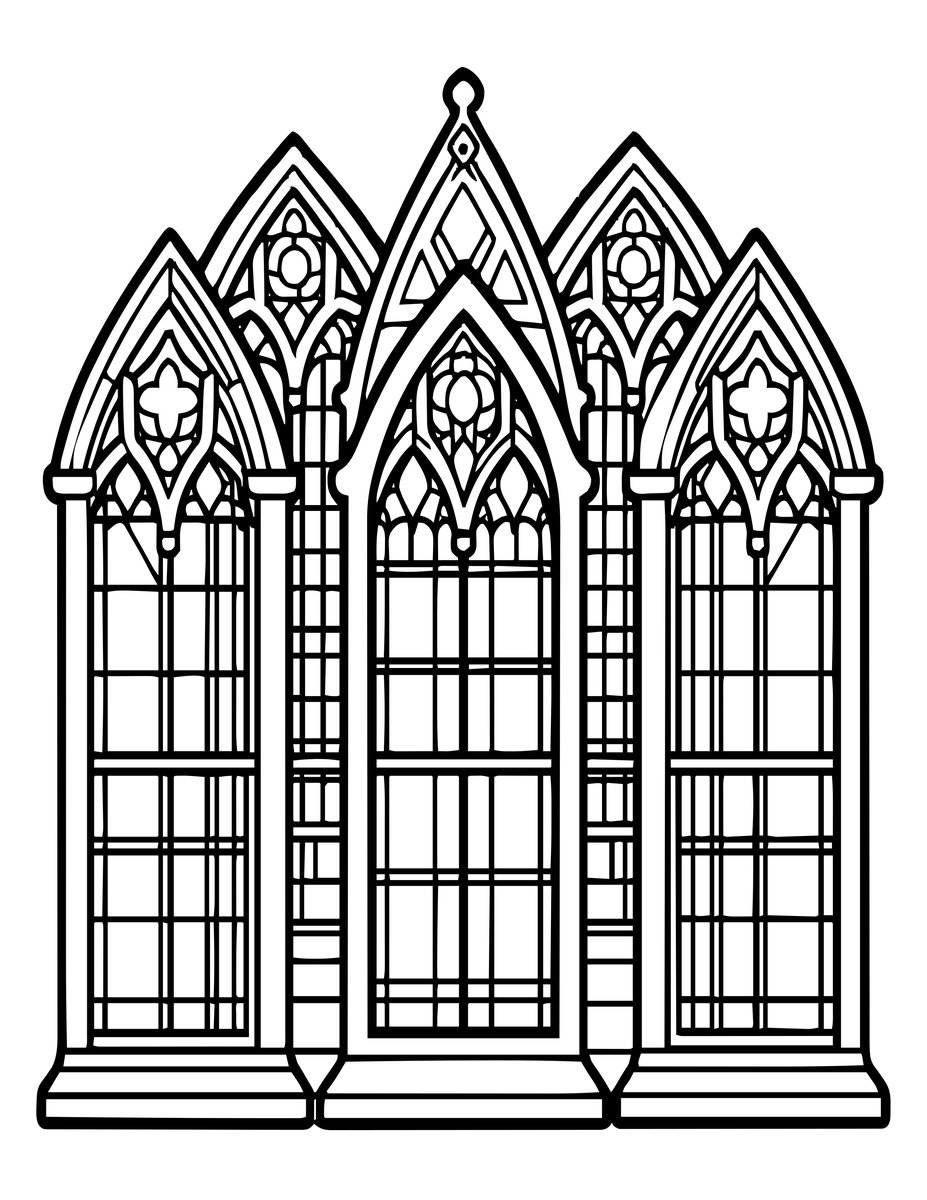 Lancet Windows - free printable coloring page