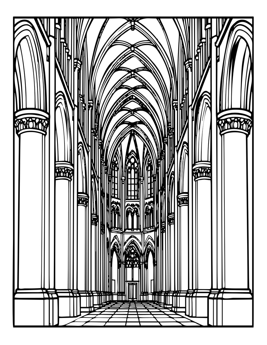 Interior Nave - free printable coloring page