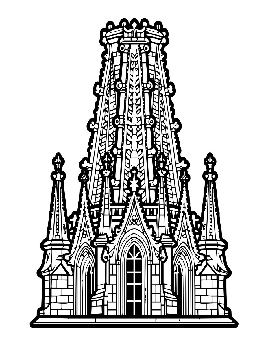 Tower Pinnacles - free printable coloring page