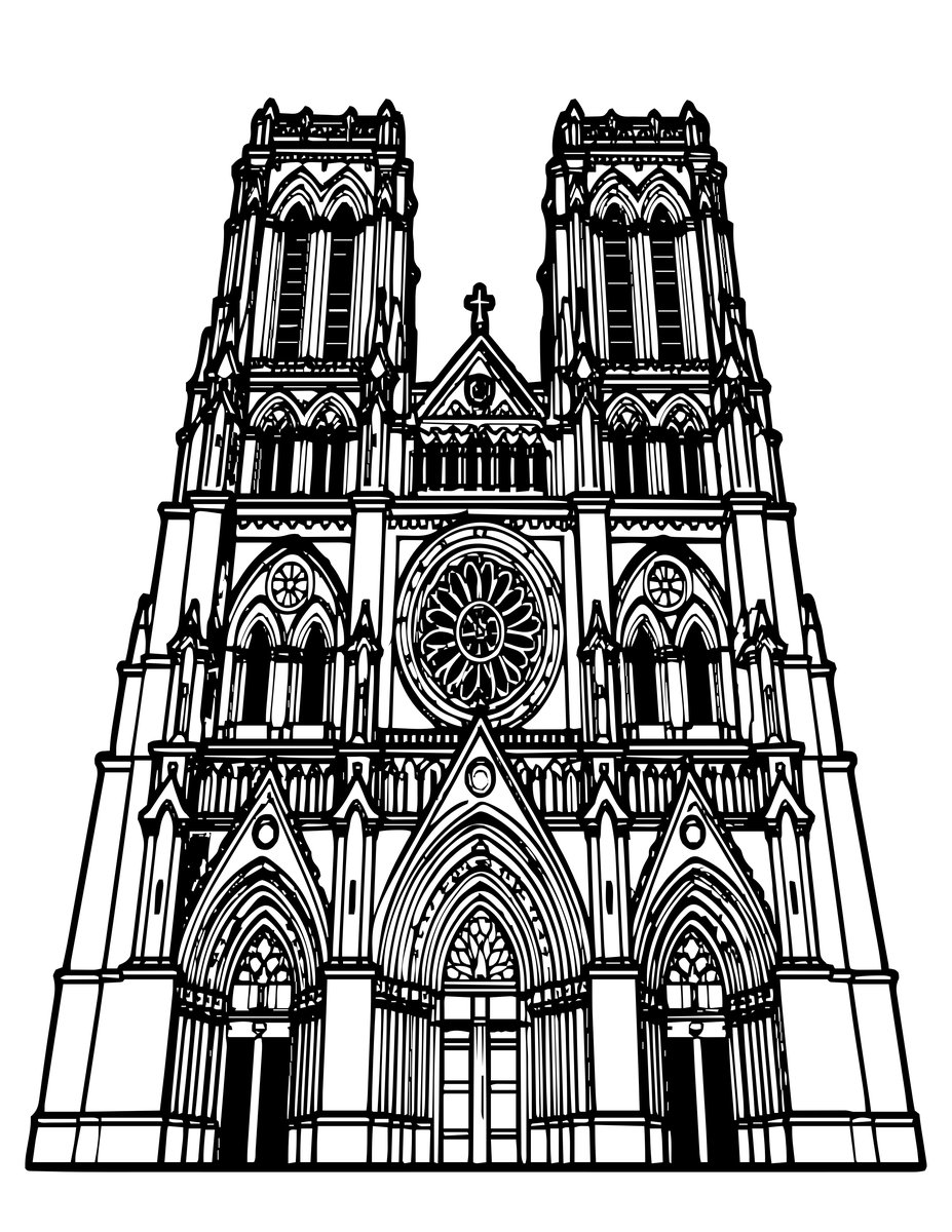 Night Cathedral - free printable coloring page