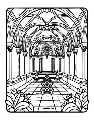 Cloister Garden - Free printable coloring page