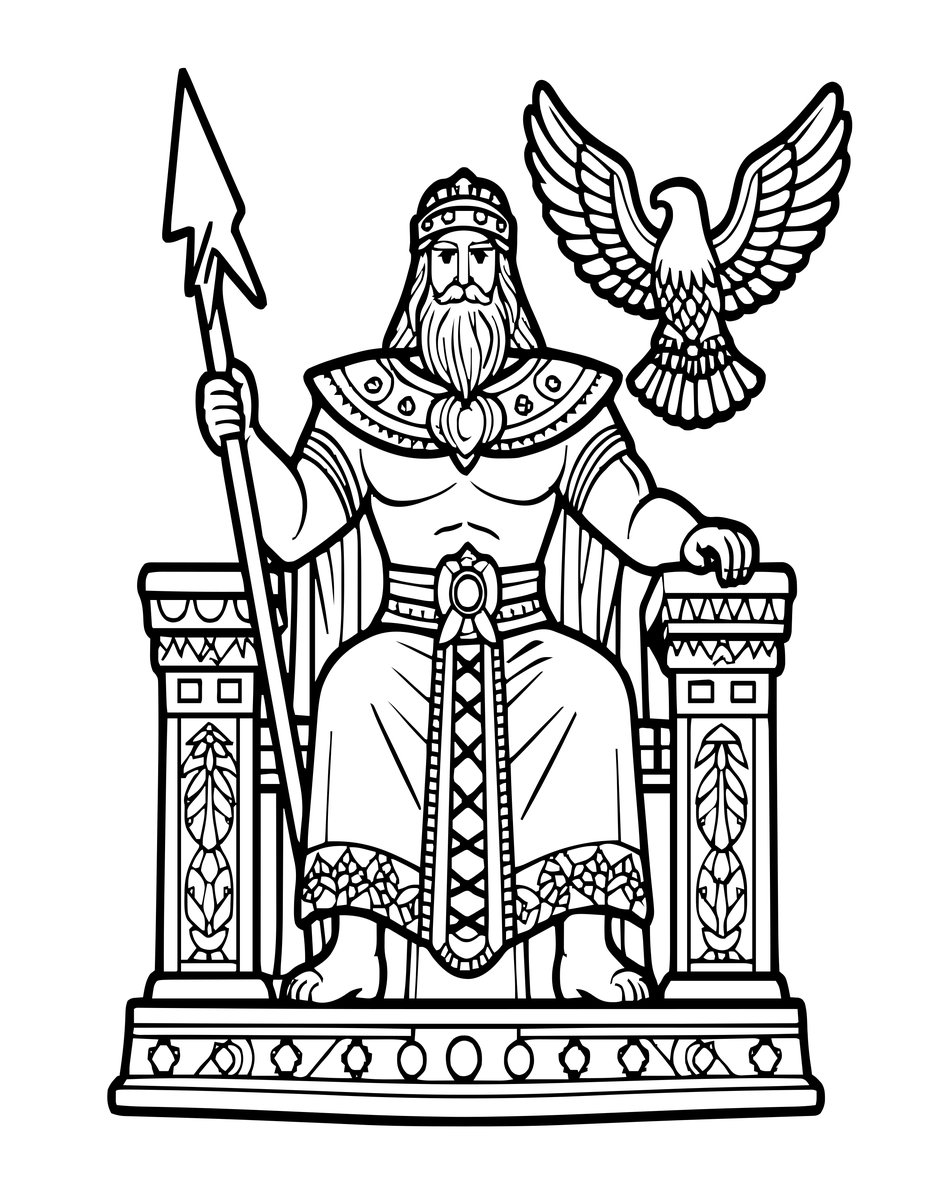Zeus on Olympus - free printable coloring page