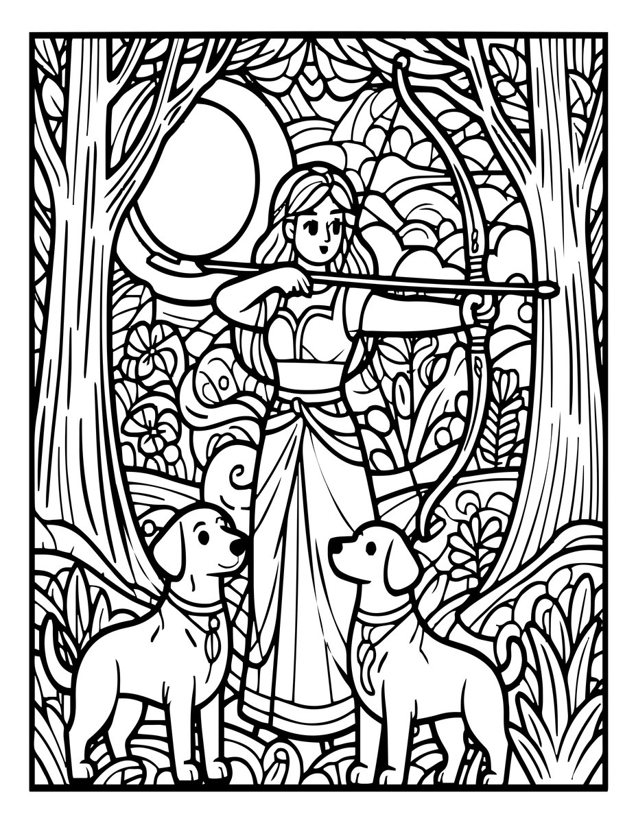Artemis - free printable coloring page