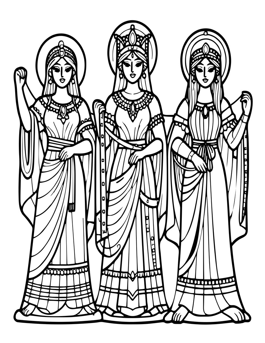 The Fates - free printable coloring page