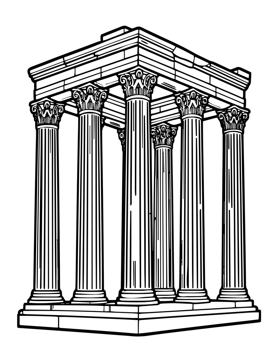 Temple of Zeus - free printable coloring page