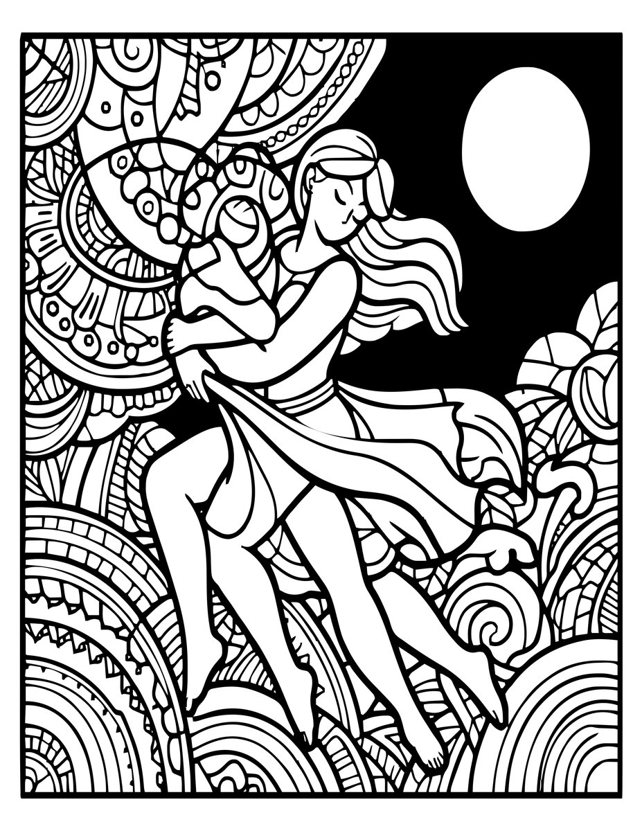 Eros and Psyche - free printable coloring page