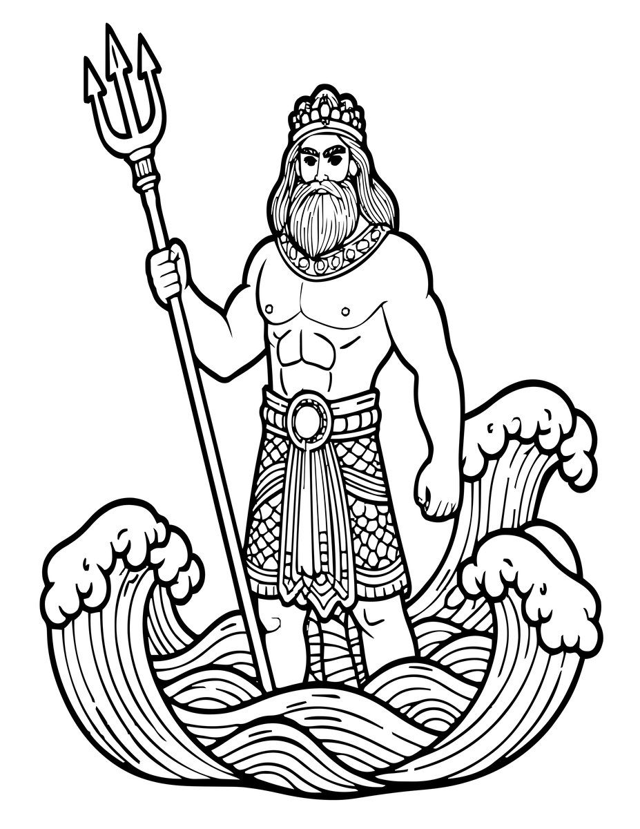 Poseidon - free printable coloring page