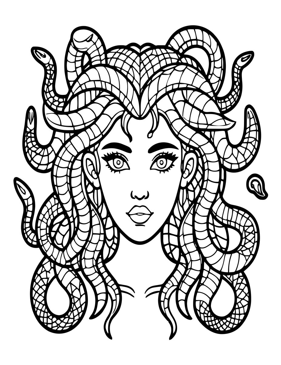 Medusa - free printable coloring page