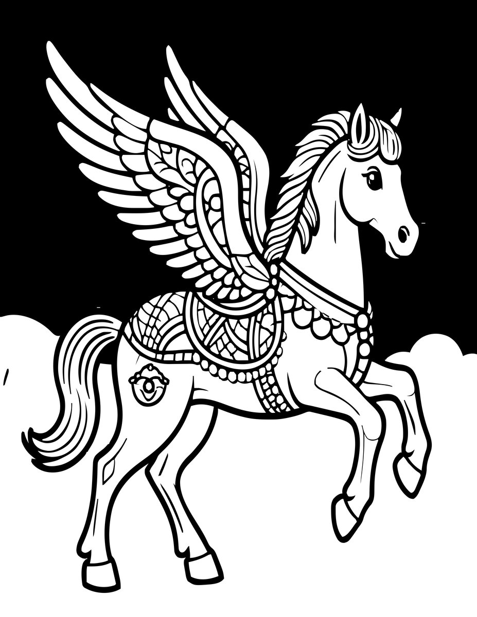Pegasus - free printable coloring page