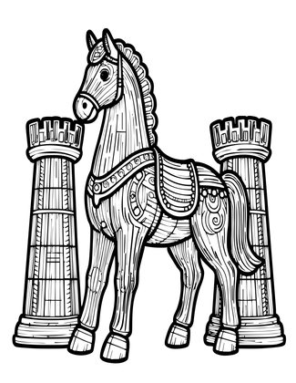 Trojan Horse - Free printable coloring page