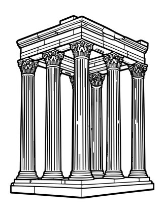 Temple of Zeus - Free printable coloring page