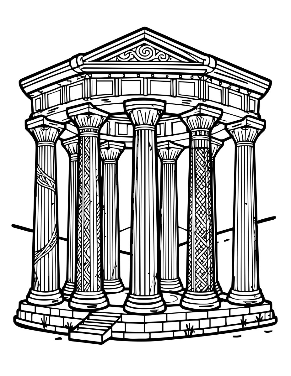 Agrigento Temples - free printable coloring page