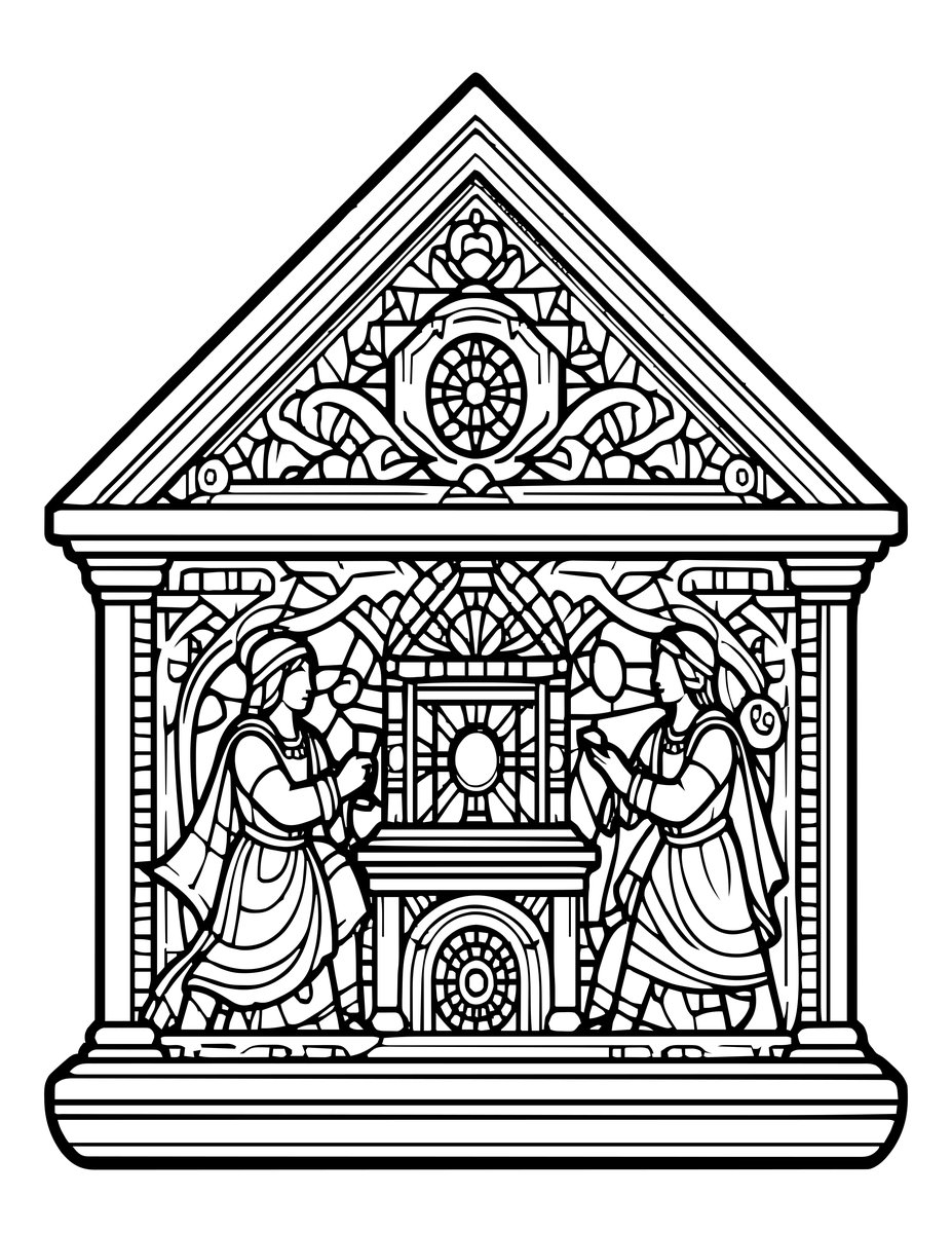 Temple Pediment - free printable coloring page