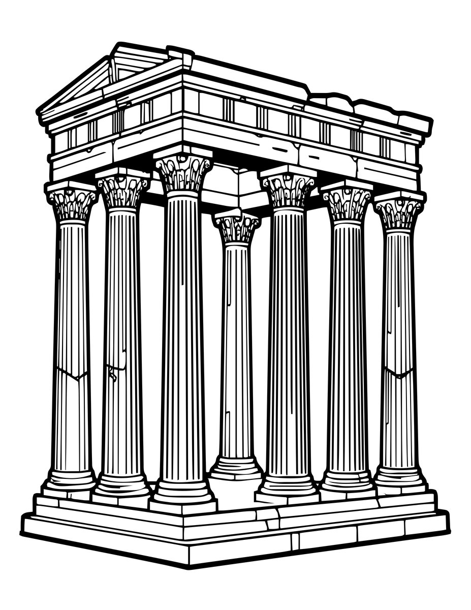 Temple of Hera - free printable coloring page