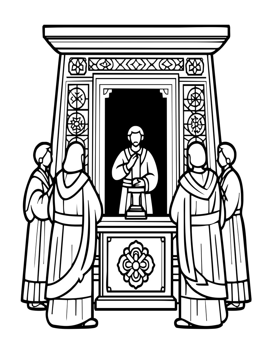 Temple and Sacrifice - free printable coloring page