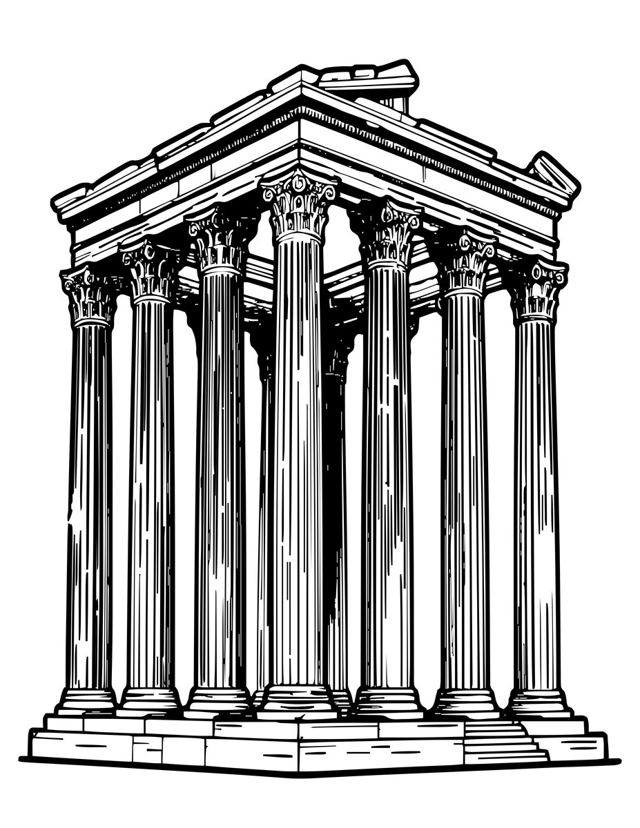 Temple of Zeus - free printable coloring page