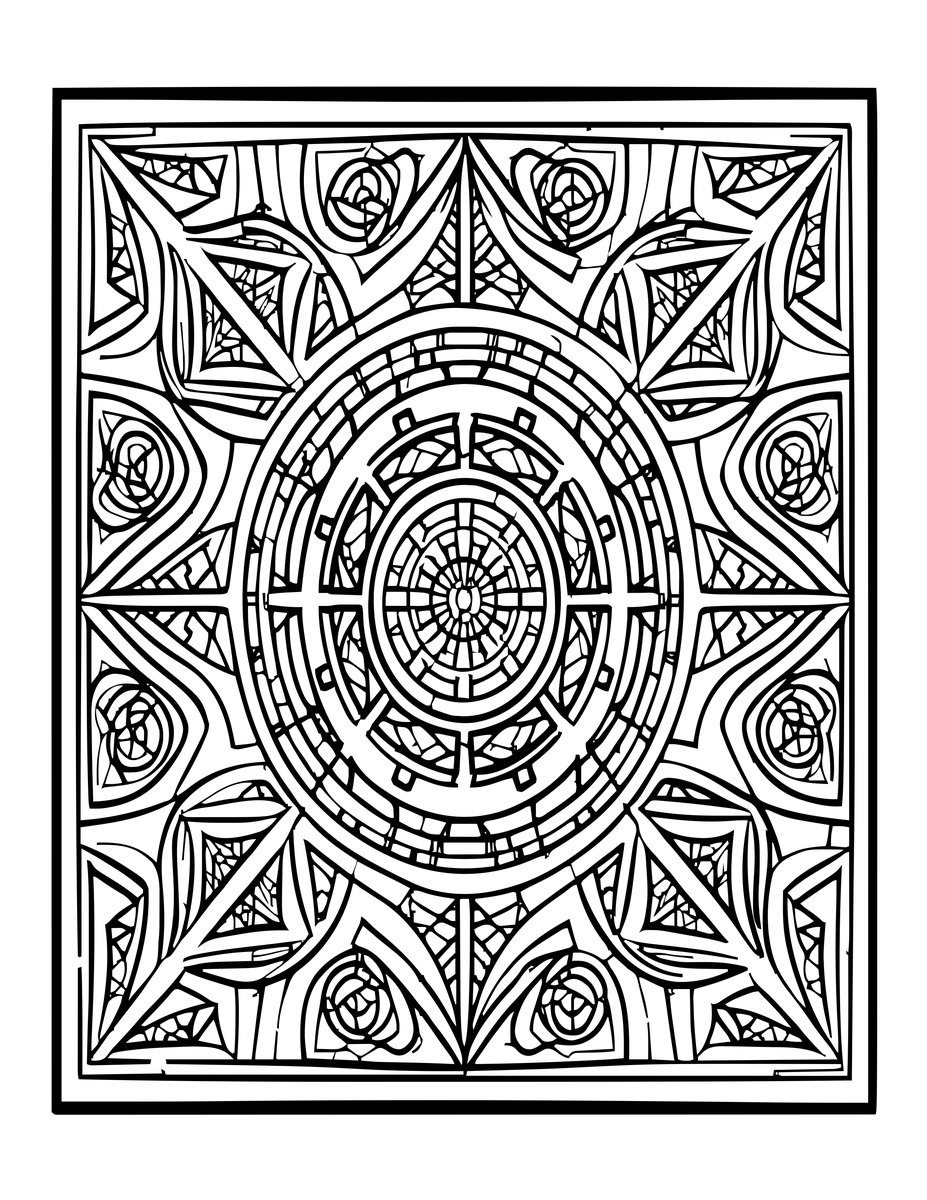 Temple Mosaic Floor - free printable coloring page
