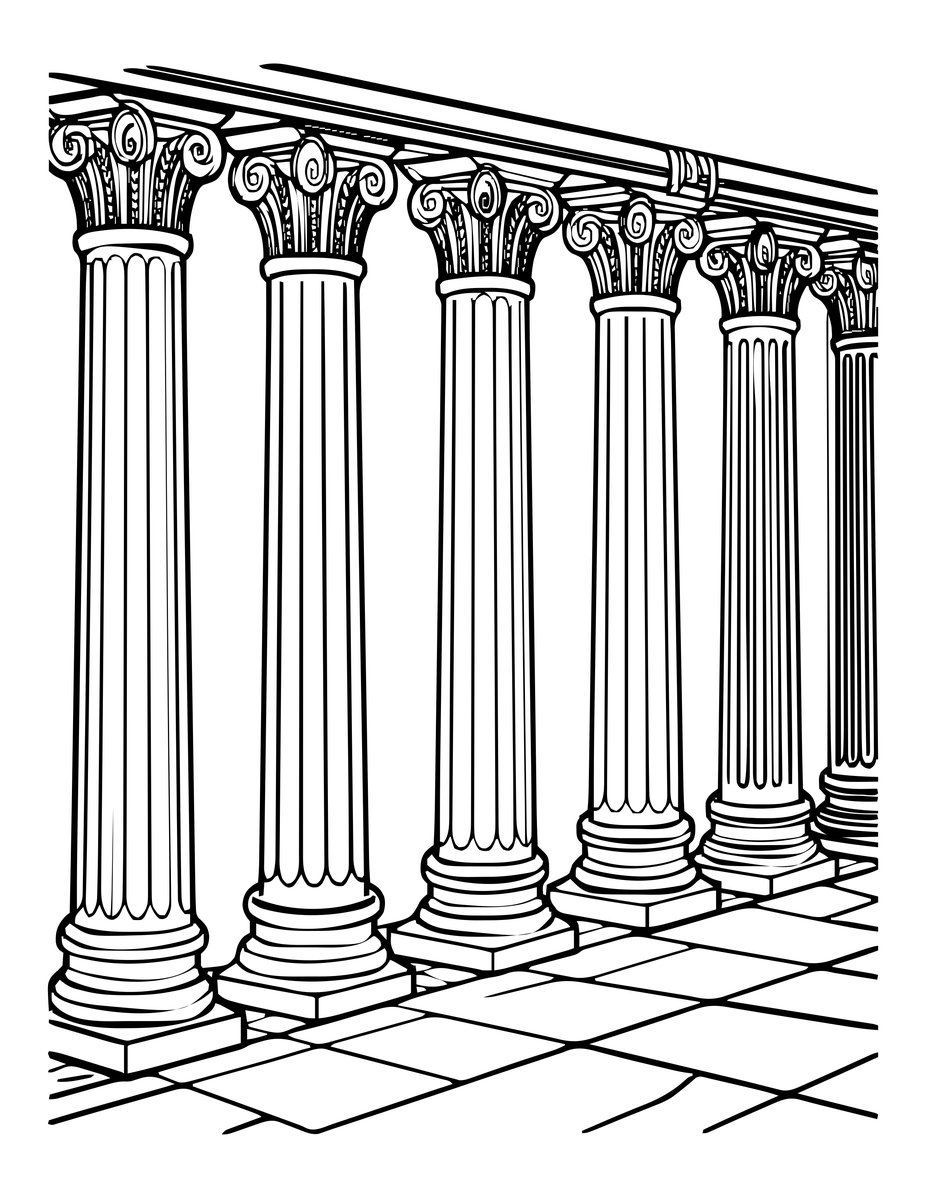 Doric Columns - free printable coloring page