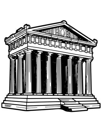 Temple at Dawn - Free printable coloring page