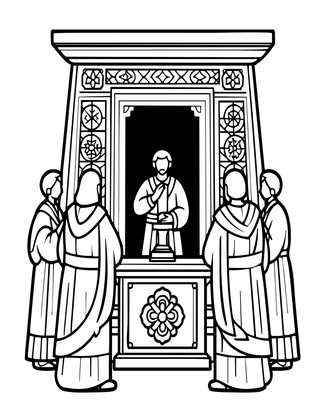 Temple and Sacrifice - Free printable coloring page