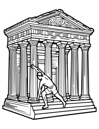 Temple and Athlete - Free printable coloring page