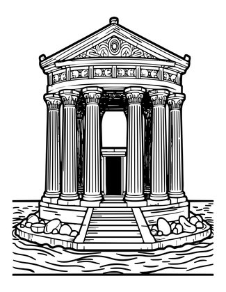 Temple of Poseidon - Free printable coloring page