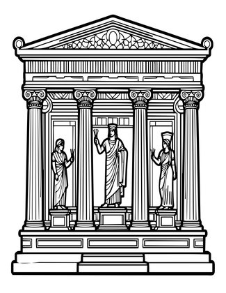 Greek Temple Interior - Free printable coloring page