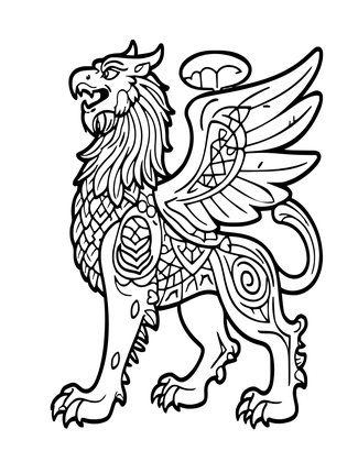 Heraldic Griffin - Free printable coloring page
