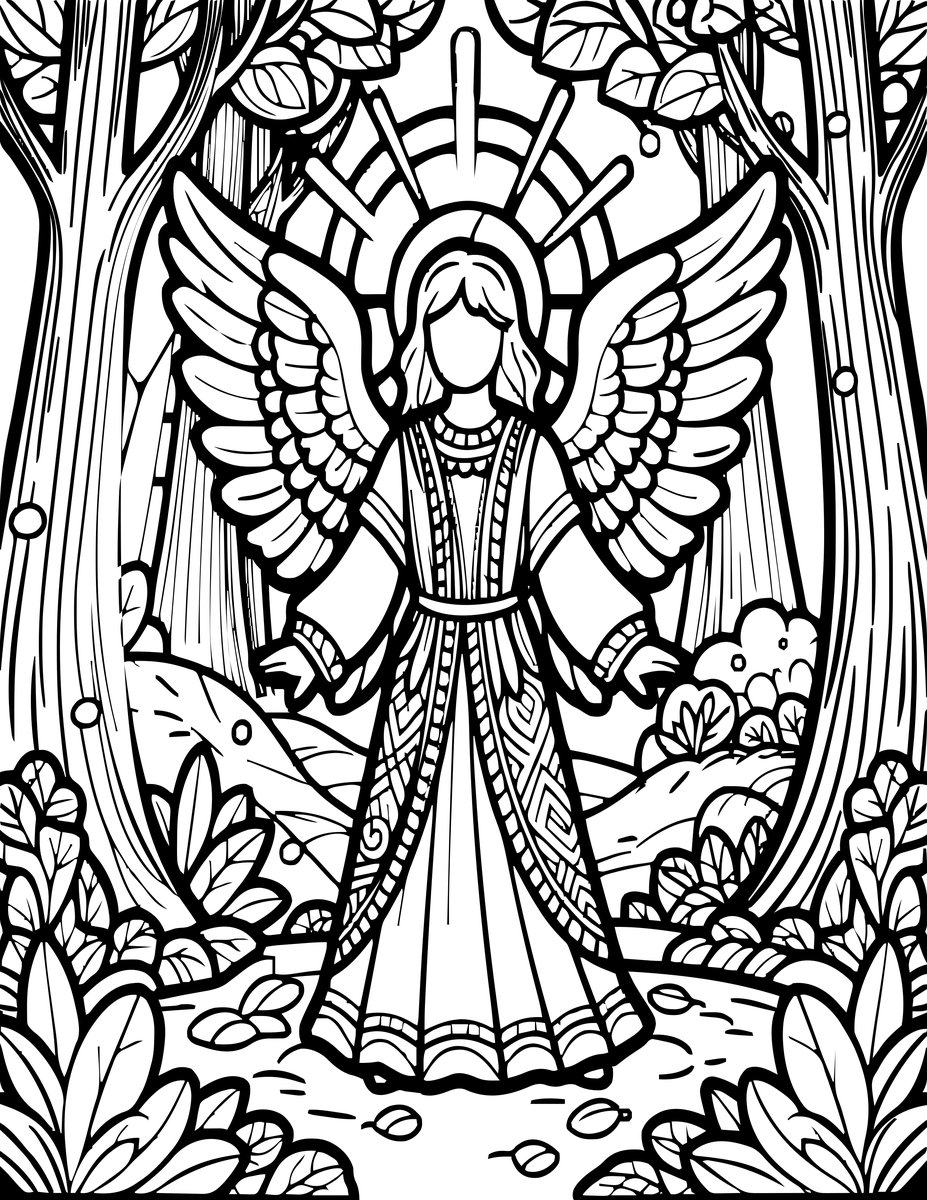 Angel in Nature - free printable coloring page