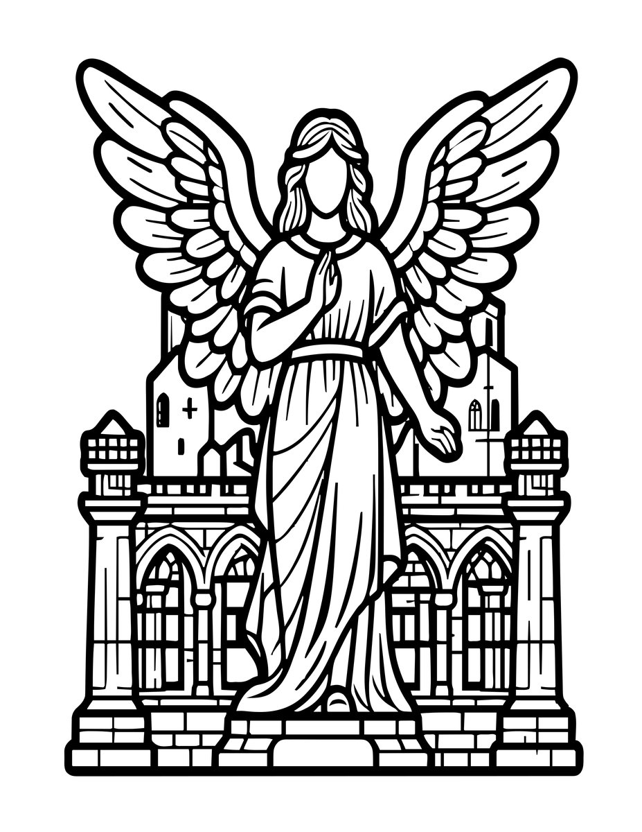 Angel Statue Come to Life - free printable coloring page