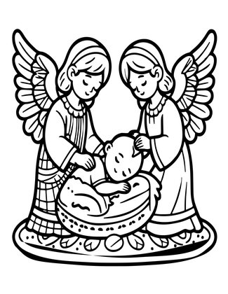 Twin Angels - Free printable coloring page