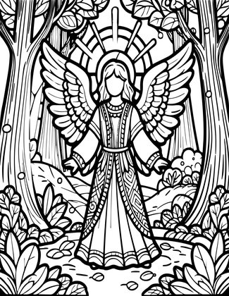 Angel in Nature - Free printable coloring page