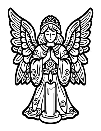 Angel and Candle - Free printable coloring page