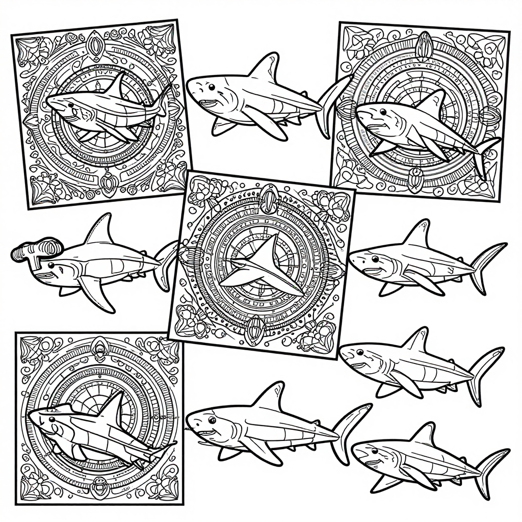 Hammerhead Sharks coloring pages collection - 30 free printable pages