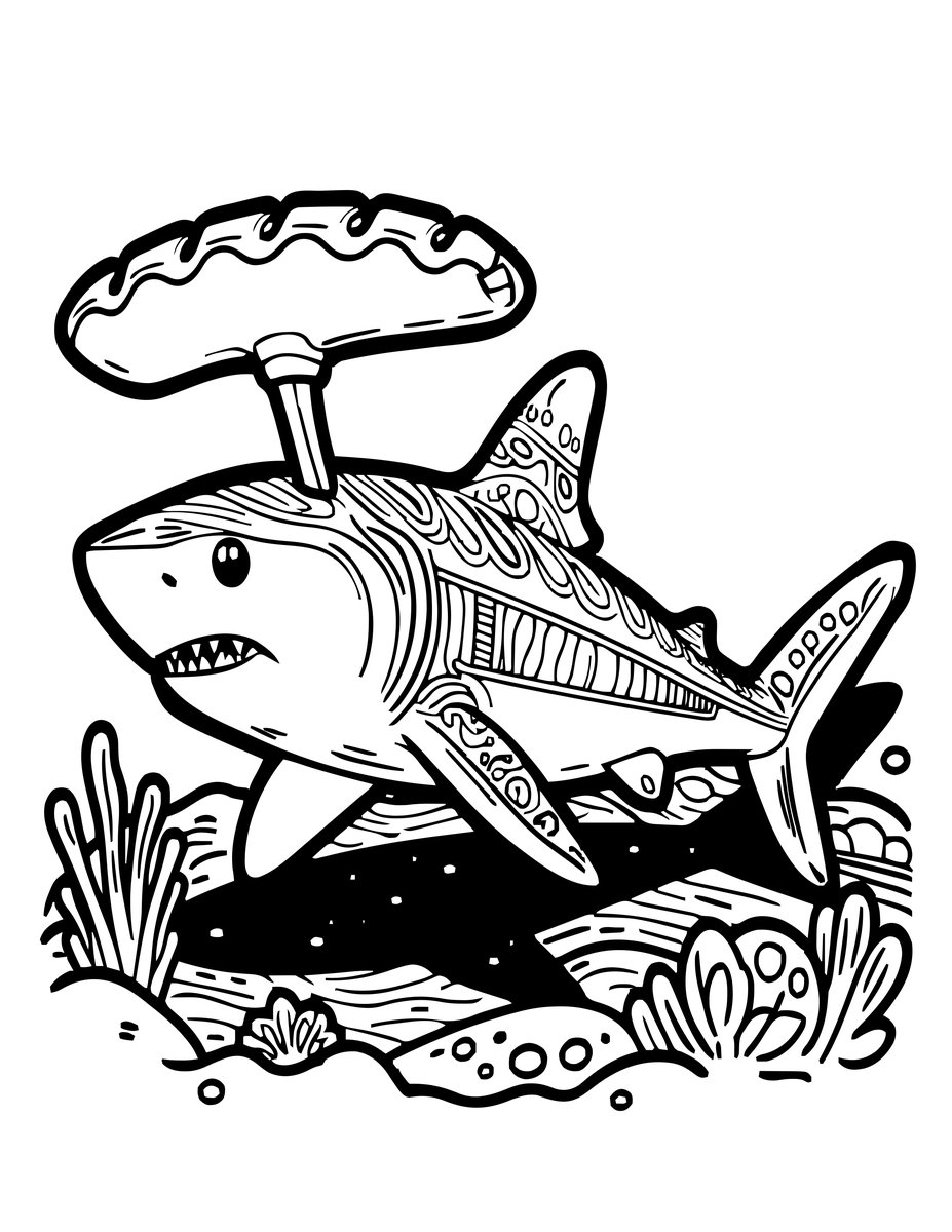 Hammerhead at Night - free printable coloring page