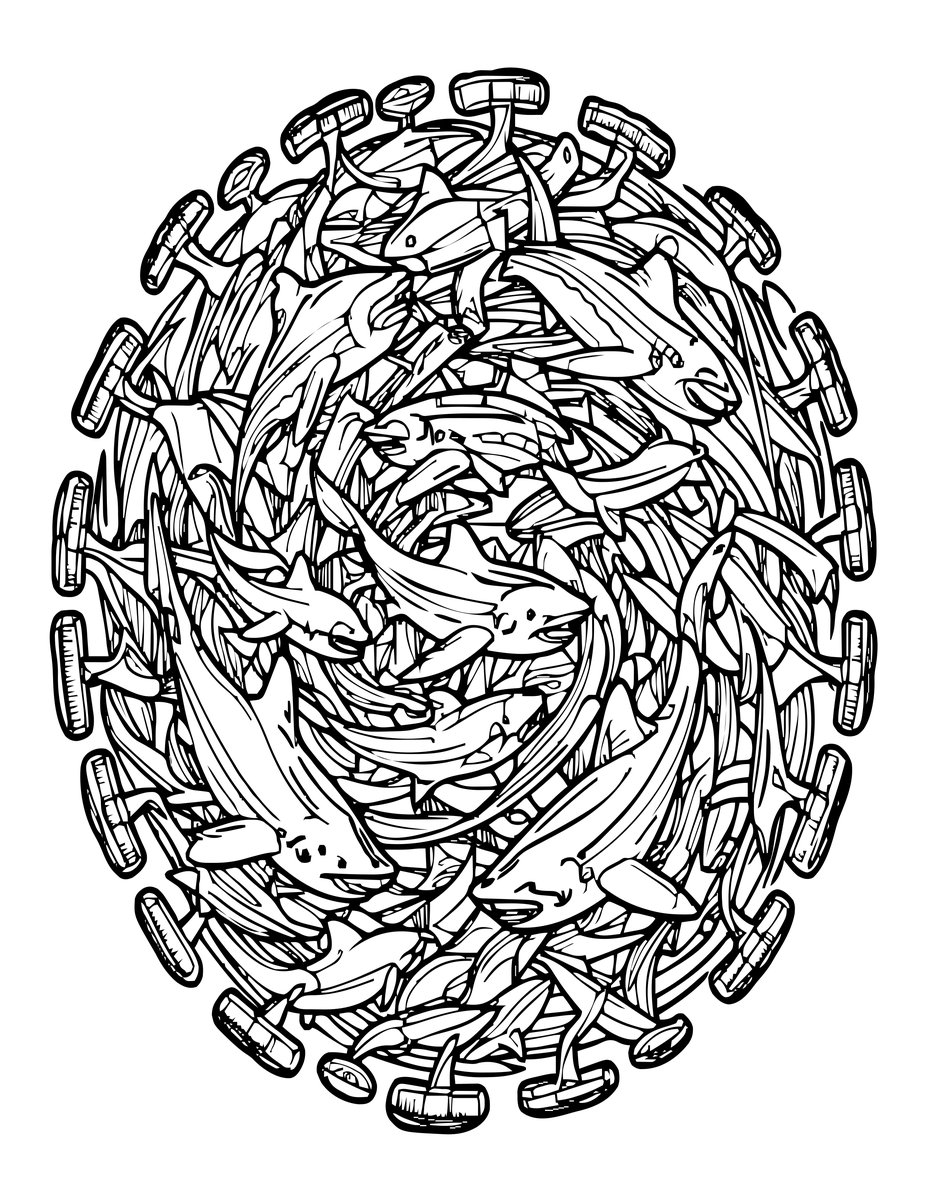 School Aggregation - free printable coloring page