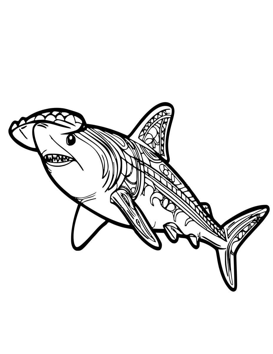 Hammerhead Portrait - free printable coloring page