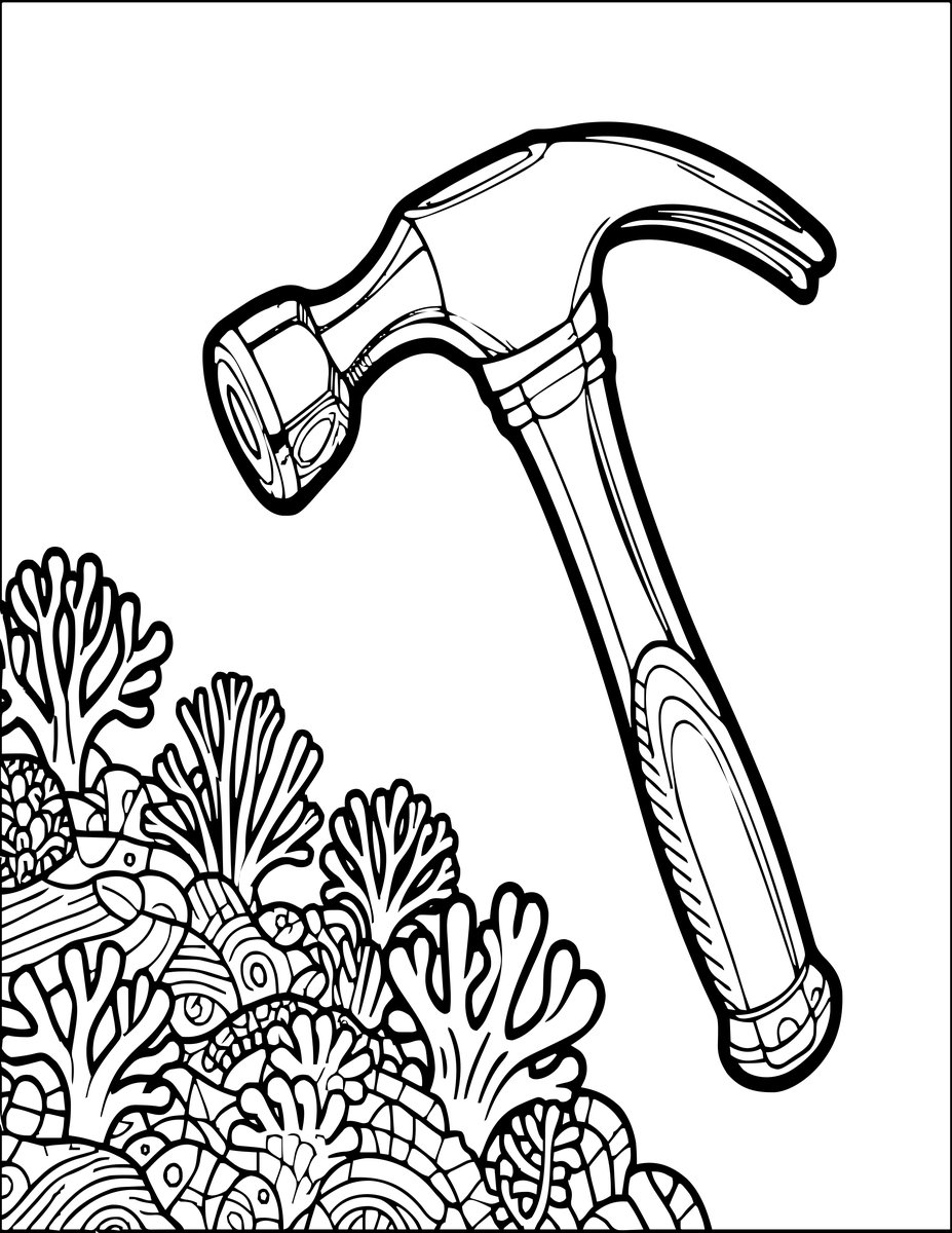 Hammerhead and Coral - free printable coloring page