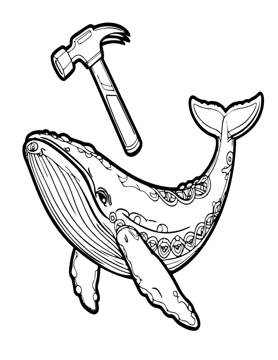 Hammerhead and Whale - free printable coloring page